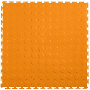 Lock-Tile PVC Coin Tiles (19.625" x 19.625") in Orange Shown From the Top