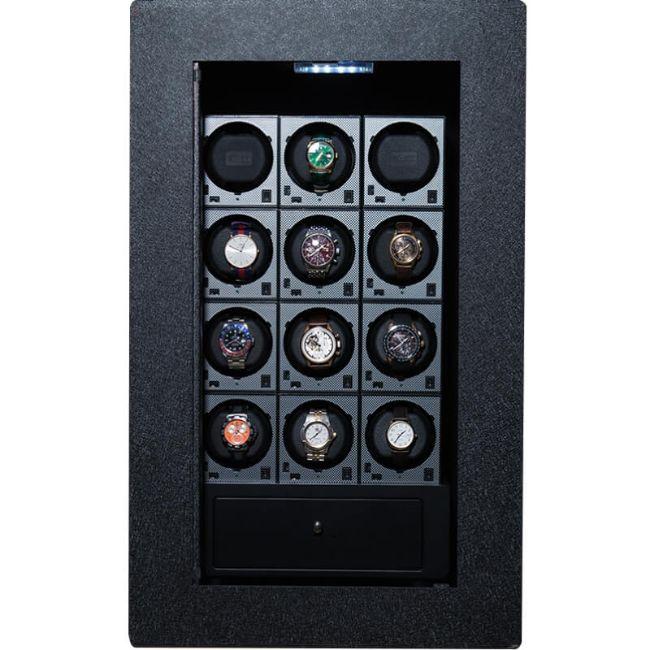 Blum Safe (301504) Watch Safe With 12 Watch Winders Pictured with No Door to Show Interior Storage Space