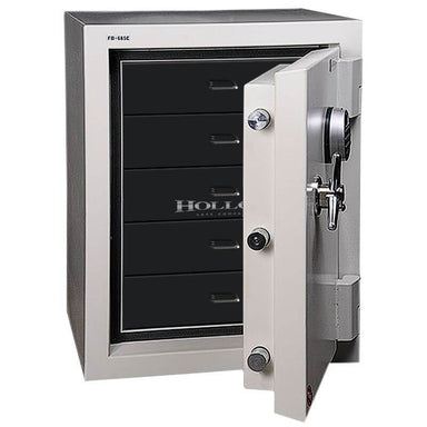 Hollon 685E-JD Jewelry Safe with Doors Opened Showing Black Drawer Inserts. Equipped with Dial Locks.