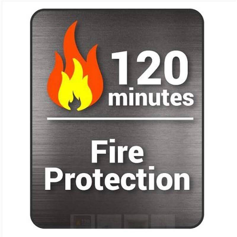 Hollon FB-1055C Fire & Burglary Safe Badge Showing 120mins of Fire Protection