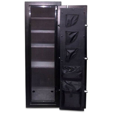 Hollon HGS-11E Hunter Series Gun Safe With Doors Opened Showing the Interior Shelving and Pocket Door Organizer