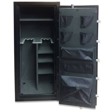 Hollon HGS-16E Hunter Series Gun Safe With Doors Opened Showing the Interior Shelving and Pocket Door Organizer