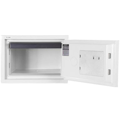 Hollon HS-360D Home Safe with Dial Locks and Door Opened, Revealing Shelf Interior