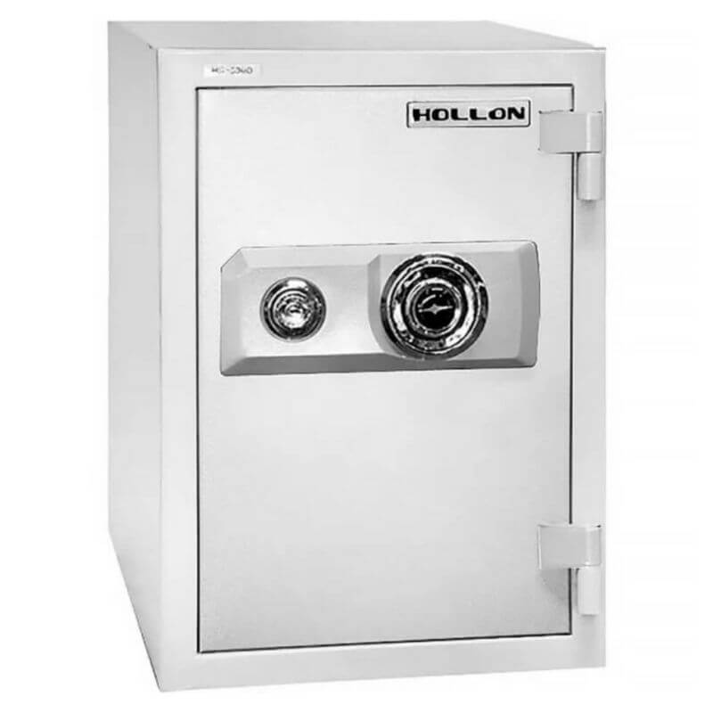 Hollon HS-500D Home Safe with Dial Locks and Door Closed. Viewed from the Front Left