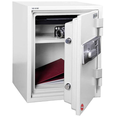 Hollon HS-610D Home Safe with Dial Locks and Door Opened, Revealing Shelf Interior