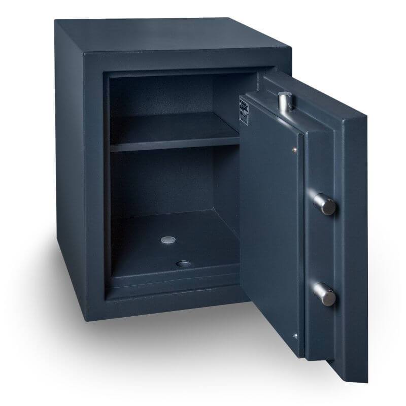 Hollon MJ-1814C TL-30 Rated Safe with Dial Lock and Door Opened Showing Interior Shelving
