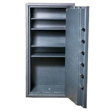 Hollon MJ-5824C TL-30 Rated Safe with Dial Lock and Door Opened Showing Interior Shelving