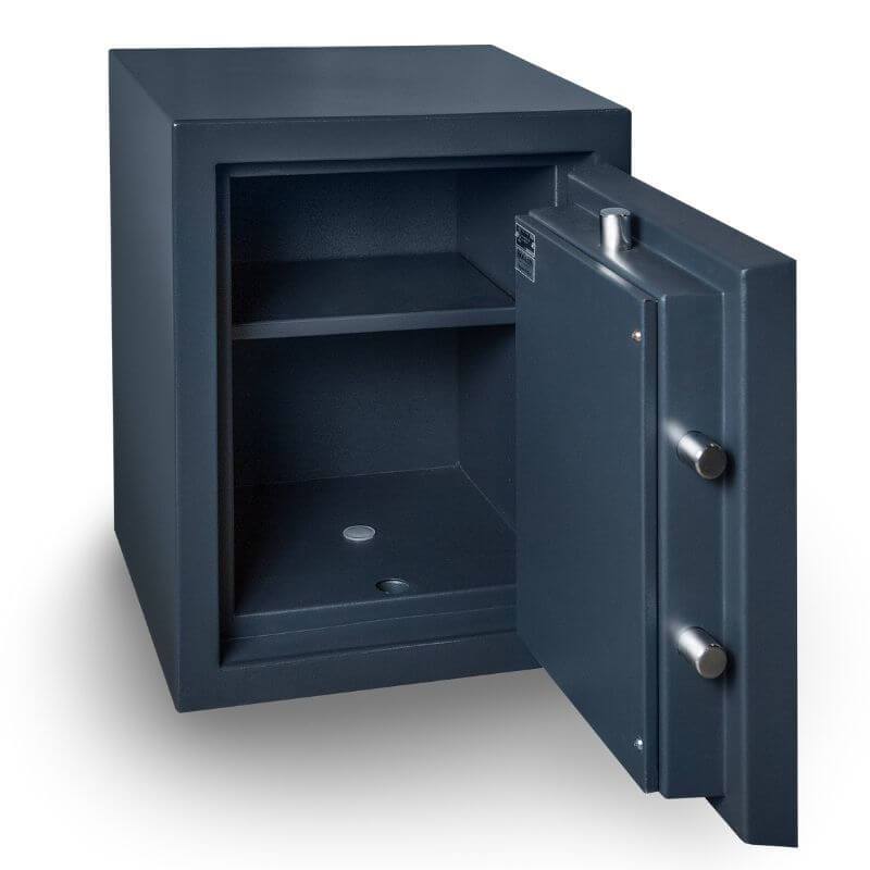 Hollon PM-1814E TL-15 Rated Safe with Electronic Lock and Door Opened Showing Interior Shelving