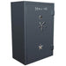 Hollon RG-39 Republic Gun Safes in Stealth Charcoal with Chrome Trims, Doors Closed and Viewed from the Front Left.