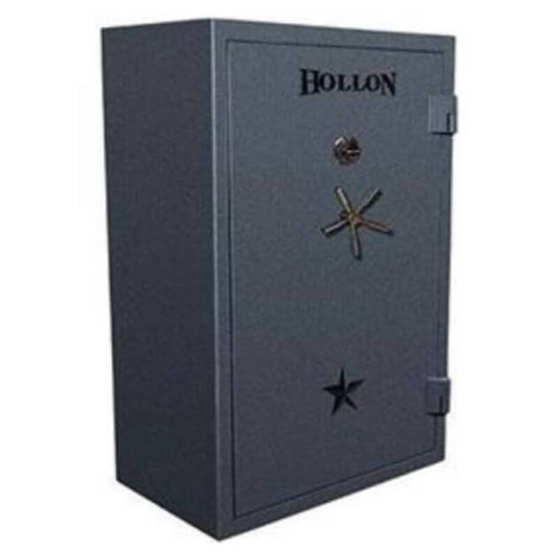 Hollon RG-39 Republic Gun Safes in Stealth Charcoal with Black Platinum Trims, Doors Closed and Viewed from the Front Left.
