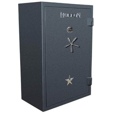 Hollon RG-42 Republic Gun Safes in Stealth Charcoal with Chrome Trims, Doors Closed and Viewed from the Front Left.