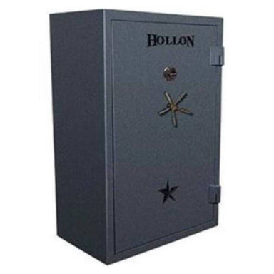 Hollon RG-42 Republic Gun Safes in Stealth Charcoal with Black Platinum Trims, Doors Closed and Viewed from the Front Left.
