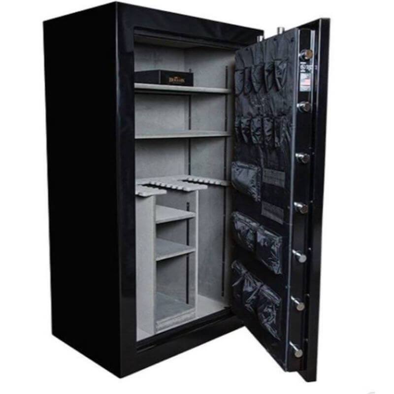 Hollon RG-42 Republic Gun Safes with Doors Opened Showing the Interior Shelving and Door Organizers.