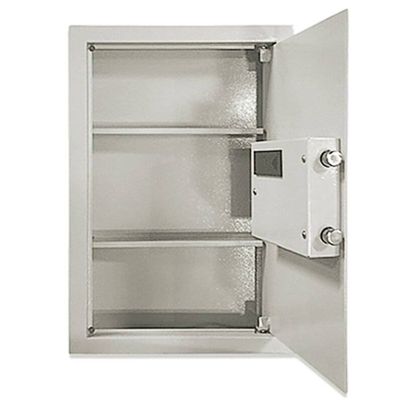 Hollon WSE-2114 Electronic Wall Safe with Electronic Lock and Door Opened Showing Interior Shelving