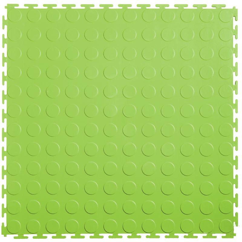 Lock-Tile PVC Coin Tiles (19.625" x 19.625") in Neon or Light Green Shown From the Top