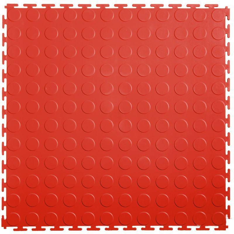 Lock-Tile PVC Coin Tiles (19.625" x 19.625") in Red Shown From the Top