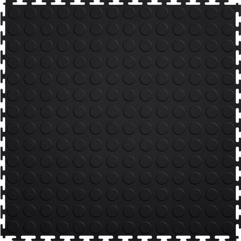 Perfection Floor Tile Vinyl Coin Tiles - 5mm Thick (20.5" x 20.5") in Black Shown From the Top