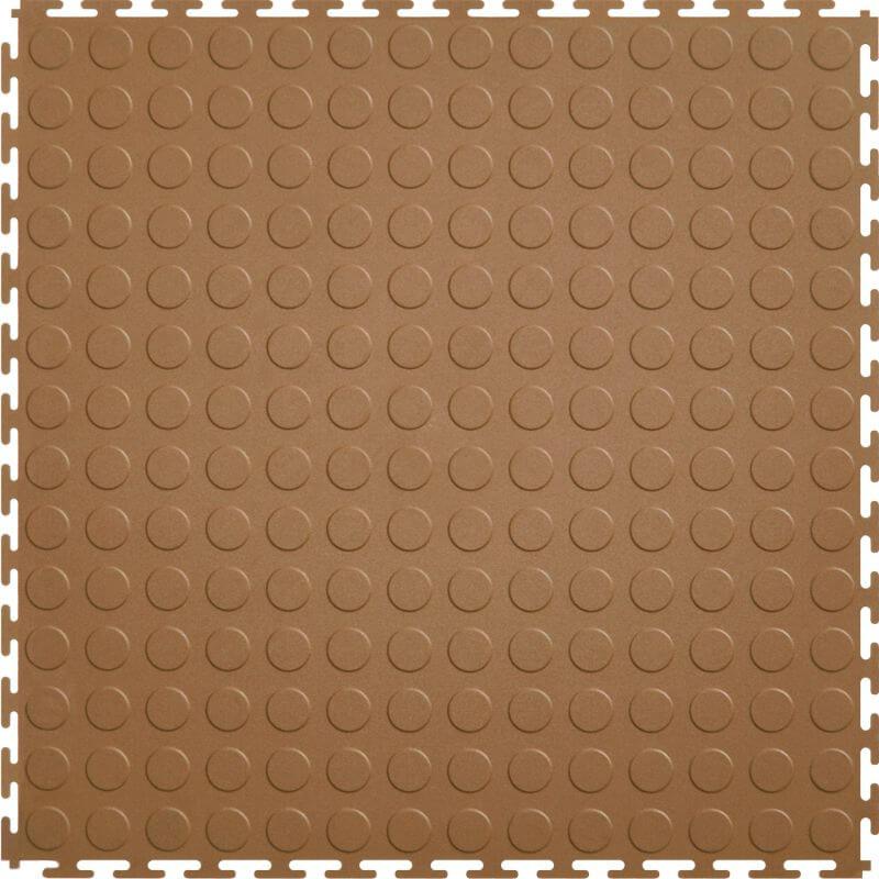 Perfection Floor Tile Vinyl Coin Tiles - 5mm Thick (20.5" x 20.5") in Tan Color Shown From the Top