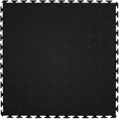 Perfection Floor Tile Vinyl Diamond Tiles - 5mm Thick (20.5" x 20.5") in Black Shown From the Top