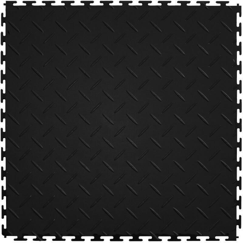 Perfection Floor Tile Vinyl Diamond Tiles - 5mm Thick (20.5" x 20.5") in Black Shown From the Top