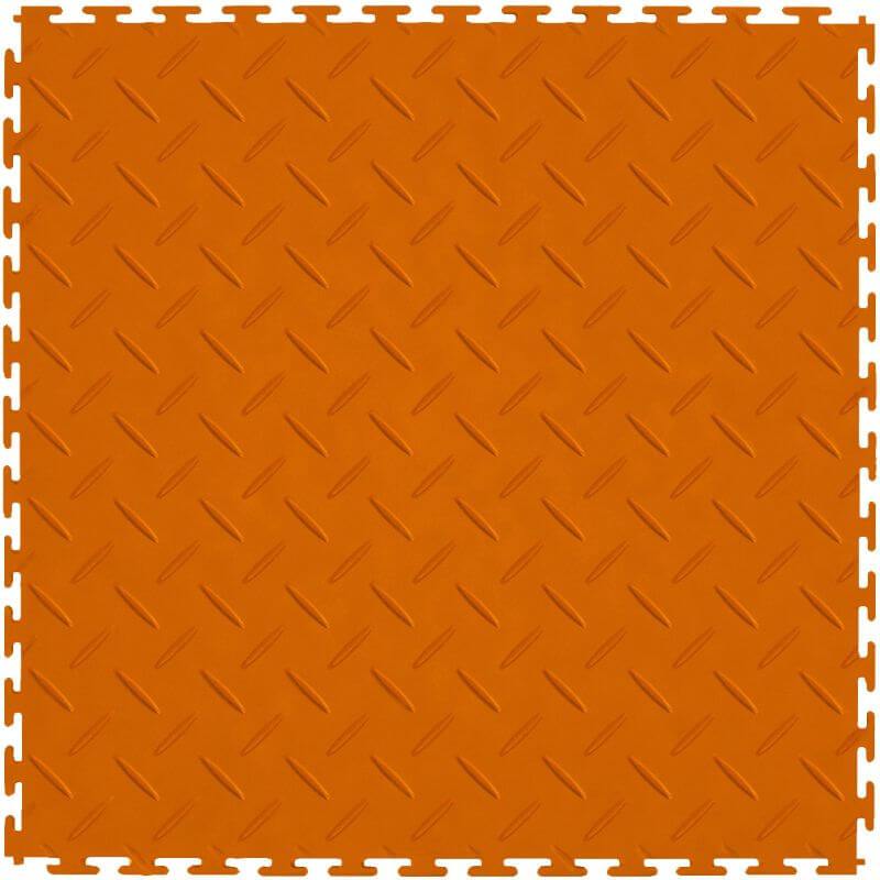Perfection Floor Tile Vinyl Diamond Tiles - 5mm Thick (20.5" x 20.5") in Orange Shown From the Top