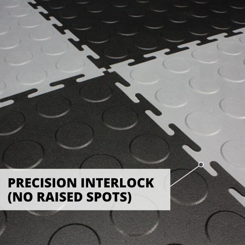 Perfection Floor Tile Vinyl Coin Tiles Comes with Precision Interlock, which prevents raised spots.