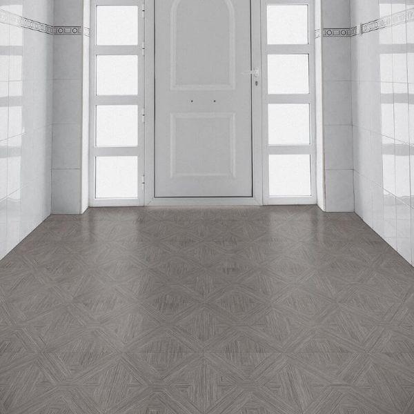 Perfection Floor Tile Bordeaux Wood Luxury Vinyl Tiles - 5mm Thick (20" x 20") with Driftwood Pattern Shown in the Context of an Entrance Hallway
