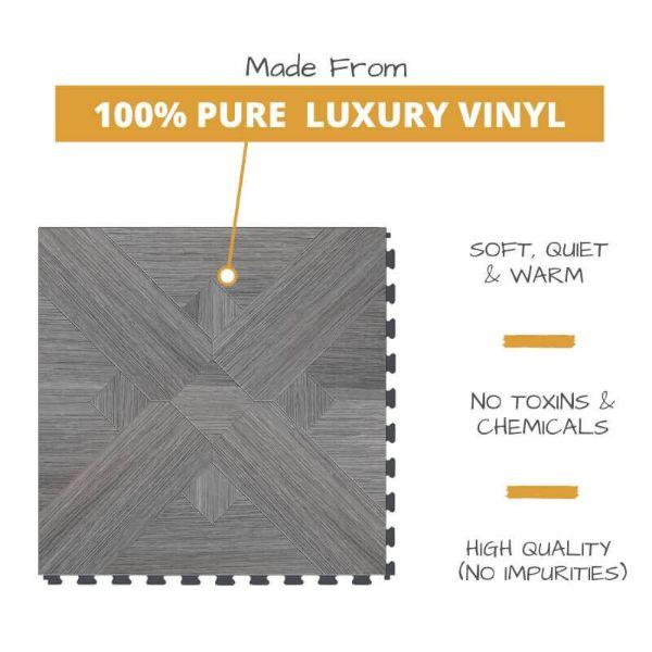 Perfection Floor Tile Bordeaux Wood Luxury Vinyl Tiles Made From 100% Pure Luxury Vinyl. Softer, Quieter and Warmer than PVC Floors. No Toxins or Chemicals. High Quality with no impurities.