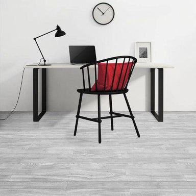 Perfection Floor Tile Classic Plank Wood Luxury Vinyl Tiles - 5mm Thick (20" x 20") with South Shore Oak Wood Pattern Shown in the Context of a Home Office