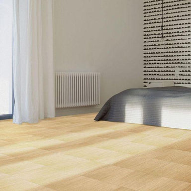 Perfection Floor Tile Classic Wood Luxury Vinyl Tiles - 5mm Thick (20" x 20") with Birch Wood Pattern Shown in the Context of a Bedroom