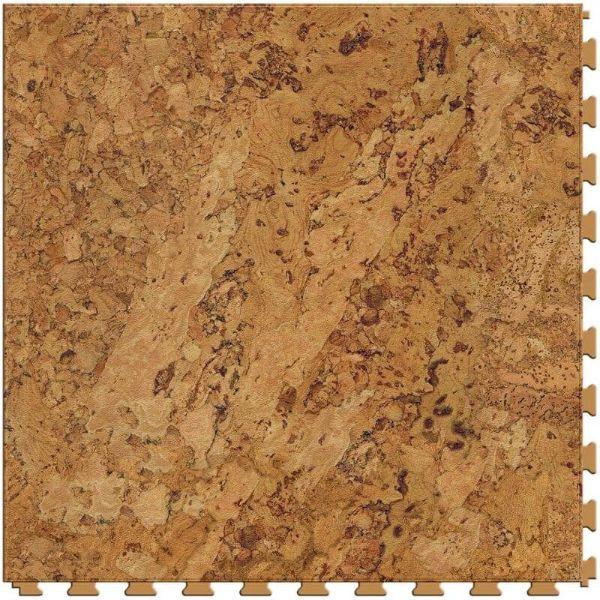 Perfection Floor Tile Classic Wood Luxury Vinyl Tiles - 5mm Thick (20" x 20") with Cork Wood Pattern Shown From the Top