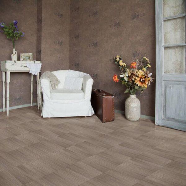 Perfection Floor Tile Classic Wood Luxury Vinyl Tiles - 5mm Thick (20" x 20") with DriftWood Pattern Shown in the Context of a Typical Room