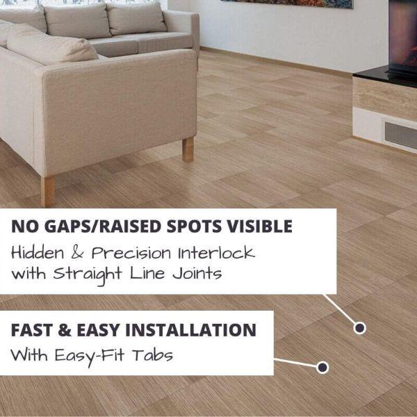 Perfection Floor Tile Classic Wood Luxury Vinyl Tiles No Gaps/Raised Spots Visible with Hidden & Precision Interlock with Straight Line Joints.