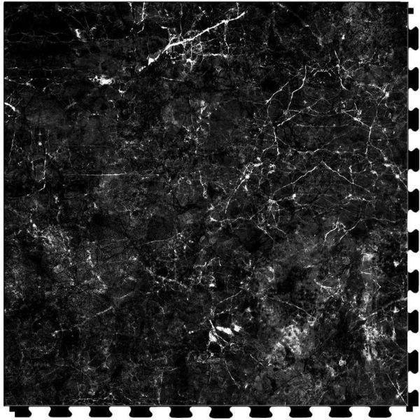 Perfection Floor Tile Marble Luxury Vinyl Tiles - 5mm Thick (20" x 20") with Black Marble Pattern Shown From the Top