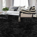 Perfection Floor Tile Marble Luxury Vinyl Tiles - 5mm Thick (20" x 20") with Black Marble Pattern Being Used in a Living Room