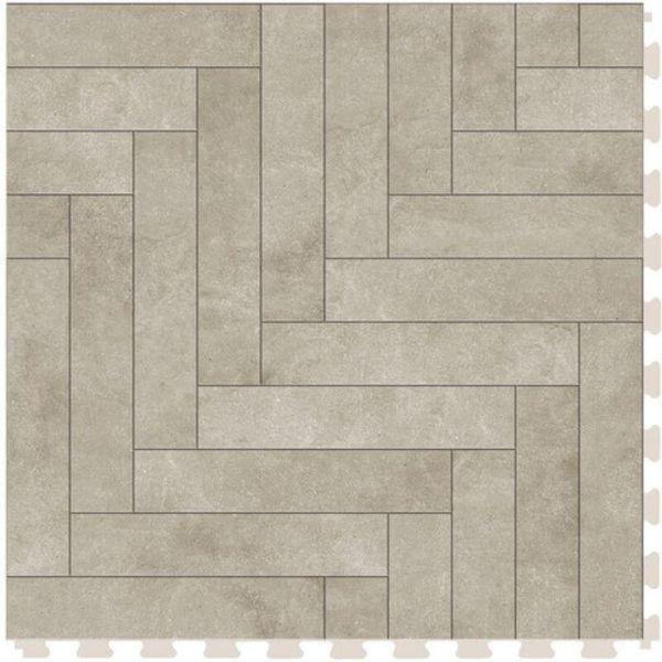 Perfection Floor Tile Mosaic Luxury Vinyl Tiles - 5mm Thick (20" x 20") with Beige Chevron Pattern Shown From the Top