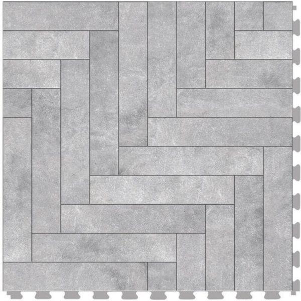 Perfection Floor Tile Mosaic Luxury Vinyl Tiles - 5mm Thick (20" x 20") with Gray Chevron Pattern Shown From the Top