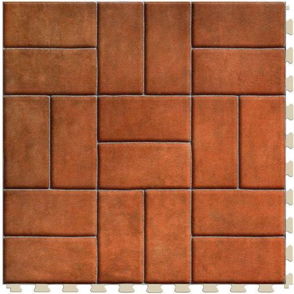 Perfection Floor Tile Mosaic Luxury Vinyl Tiles - 5mm Thick (20" x 20") with Red Brick Pattern Shown From the Top