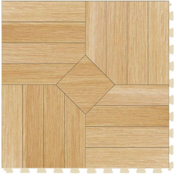 Perfection Floor Tile Parquet Luxury Vinyl Tiles - 5mm Thick (20" x 20") with Birch Wood Pattern Shown From the Top