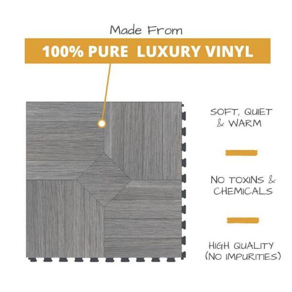 Perfection Floor Tile Parquet Luxury Vinyl Tiles Made From 100% Pure Luxury Vinyl. Softer, Quieter and Warmer than PVC Floors. No Toxins or Chemicals. High Quality with no impurities.