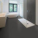 Perfection Floor Tile Rawhide Leather Vinyl Tiles - 5mm Thick (20" x 20") in Gray Rhino Color Being Used in a Bathroom