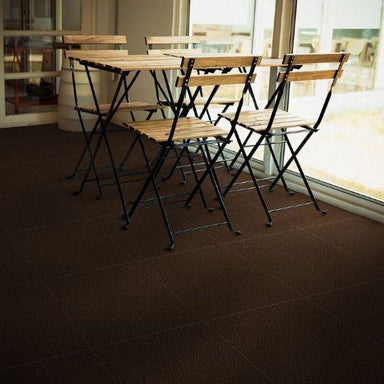 Perfection Floor Tile Slate Vinyl Tiles - 5mm Thick (20" x 20") in Chocolate Color Being Used in a Dining Room
