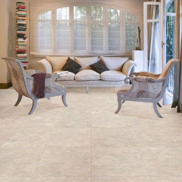 Perfection Floor Tile Slate Stone Luxury Vinyl Tiles - 5mm Thick (20" x 20") with Fairstone Pattern Being Used in a Living Room