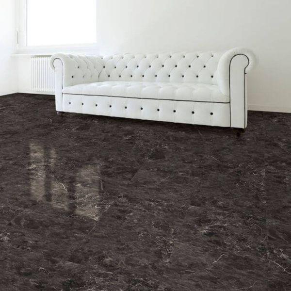 Perfection Floor Tile Slate Stone Luxury Vinyl Tiles - 5mm Thick (20" x 20") with Norfolk Slate Pattern Being Used in a Living Room
