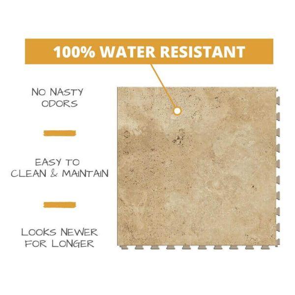 Perfection Floor Tile Tivoli Stone Luxury Vinyl Tiles 100% water resistant to prevent nasty odors, easy to clean and maintain, and looking newer for longer