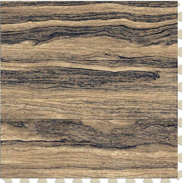 Perfection Floor Tile Vintage Wood Luxury Vinyl Tiles - 5mm Thick (20" x 20") with Zebrawood Pattern Shown From the Top