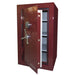 Sun Welding H48 Heirloom Home/Office Fire & Burglary Safe in Gloss Burgundy with Doors Slightly Opened Showing Thick Door Bolts.