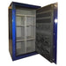Sun Welding P36 Pony Express Series Fireproof Gun Safe in Gloss Blue with Doors Opened, Revealing Interior Shelving