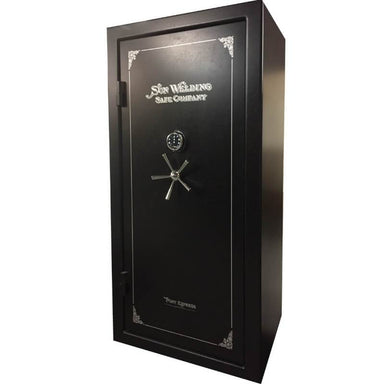 Sun Welding P36T Pony Express Series Fireproof Gun Safe in Matte Gray with Doors Closed.