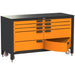Swivel Storage Solutions MAX 60 Series 60-inch 10 Drawer Rolling Cabinet Front Left View with Bottom Drawer Opened